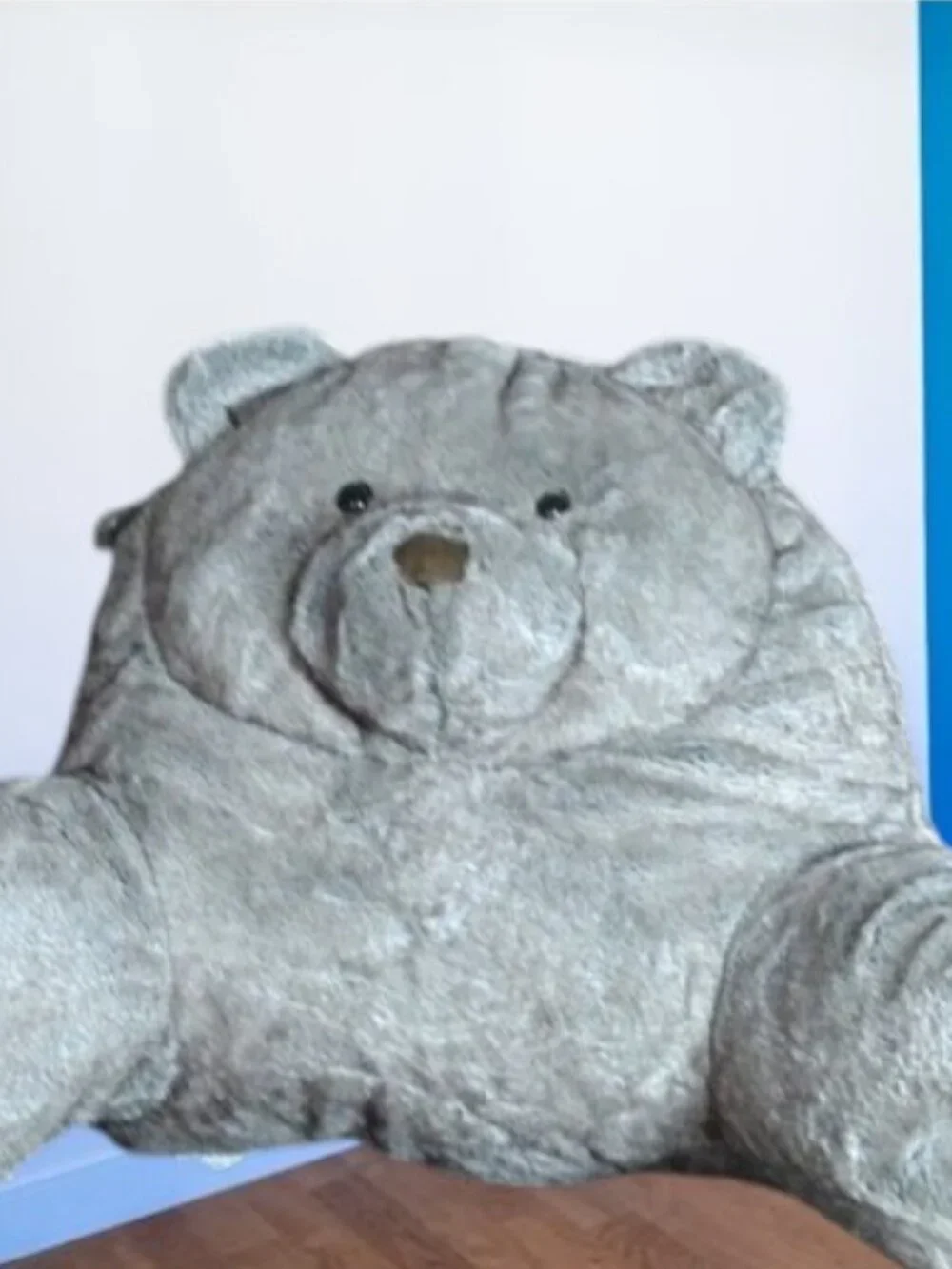 Large Plush Gray/Tan Brown Bear Floor TV Pillow Super Soft